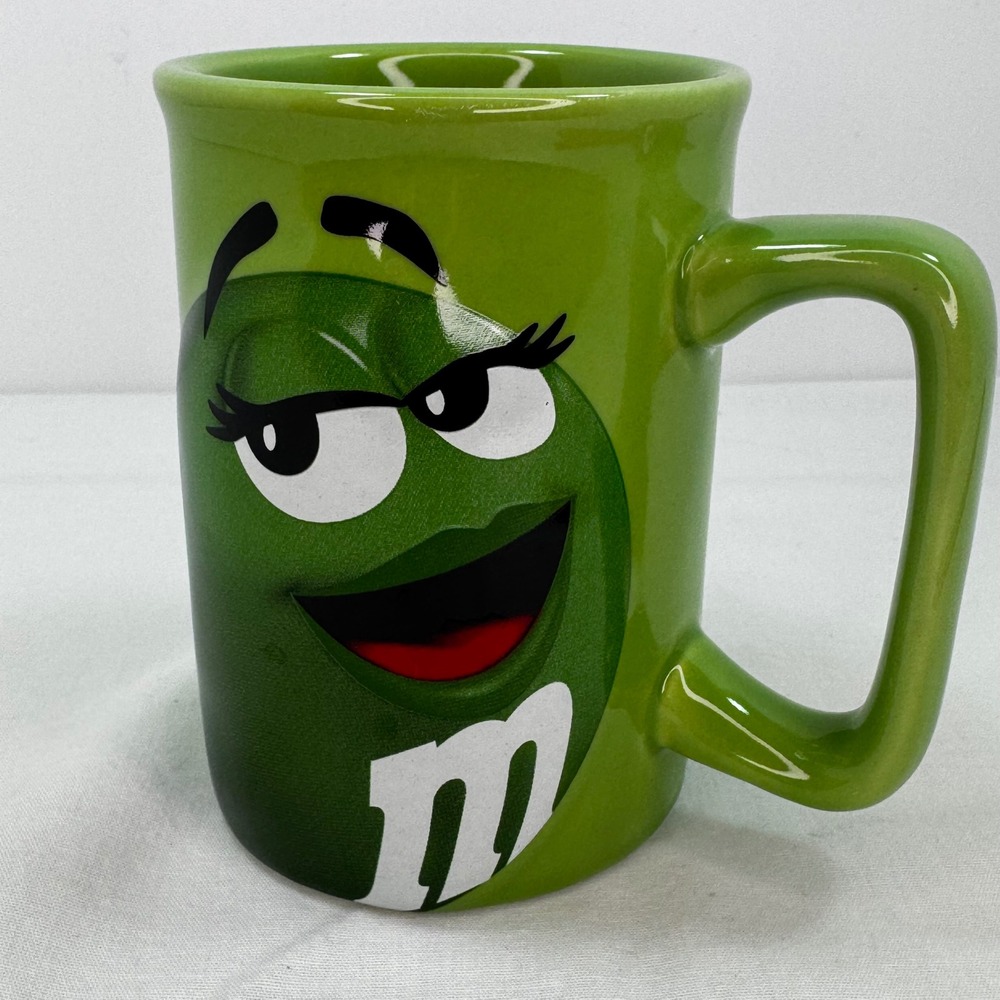 M&M's World Green Character Ceramic Coffee Mug 2012 Collectible Tea Cup Green